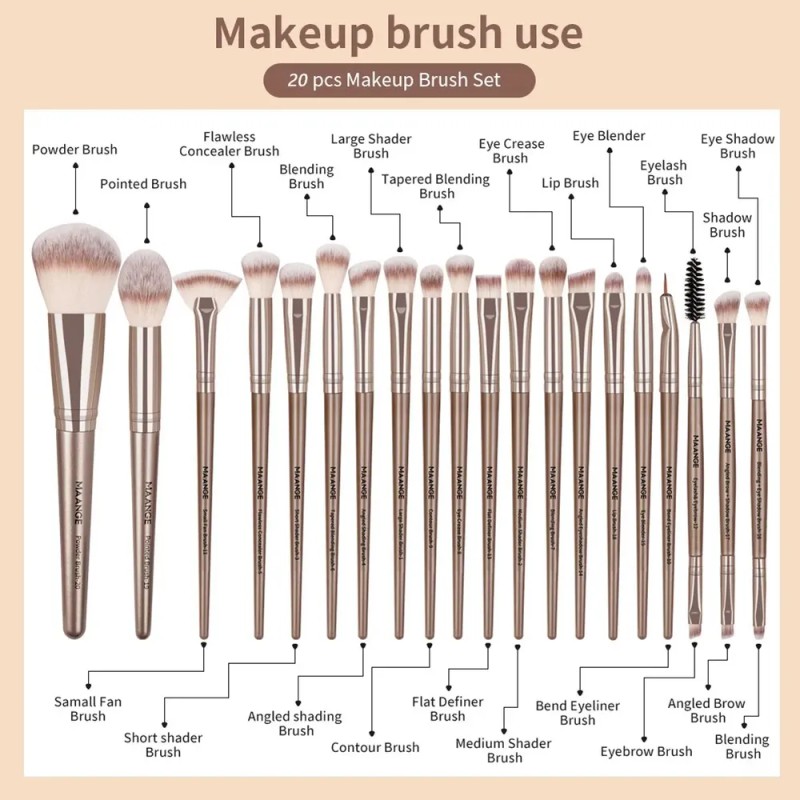 Caviglte Brochas De Maquillaje Kit 20 Pcs Para Maquillaje Profesional