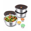 Miradexic 3-Pack Stainless Steel Salad Bowls to Go for Lunch,