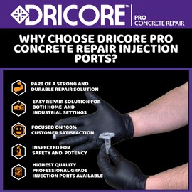 DRICORE PRO Concrete Repair Injection Ports 10 Pack | Extra Ports to Inject Structural Epoxy and Polyurethane Expanding Foam for Repairing & Strengthening Cracks, Voids, Holes, Splits and Breaks