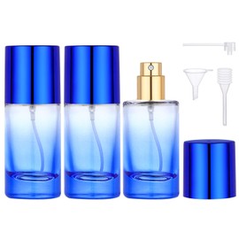 Segbeauty 0.68oz Glass Perfume Atomizer Empty, 3Pcs Mini Cologne Travel Bottle Refillable, 20ml Small Blue Travel Cologne Sprayer Portable, Perfume Spray Bottles with Dispenser Refill Tool