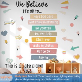 VePret Boho Positive Inspirational Wall Decals Peel and Stick, Motivational Hearts Dots Wall Stickers & Murals, Removable Vinyl Home Decor Art for Girls Bedroom Baby Nursery Daycare