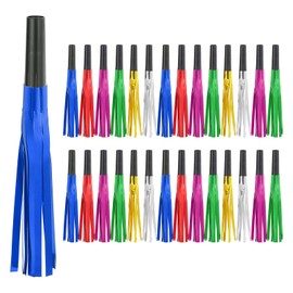 PATIKIL 30 Pcs Noise Makers, Metallic Fringed Noise Makers Party Whistles for Party Favor Supplies Birthday New Year, Black/6 Color