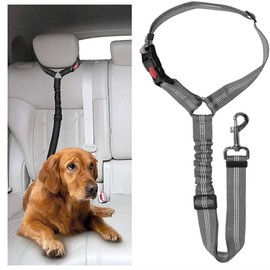 DOETYD Dog Car Seat Belt - Adjustable Pet Car Pillow Harness，Cushioned Dog Leash，Nylon Durable Elastic Leash，Restraint Dog Car Safety Leash (Grey)