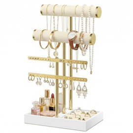 NEARPOW Exhibidor de Joyería en T con Bandeja, Joyero Organizador Collares