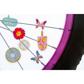 Wheely Bikes Bike Wheel Spoke Accessories for Kids – Fun Bicycle Decorations & Attachments for Boys & Girls - Party Favors, Goodie Bag Stuffers, Outdoor Toys – Flower & Butterflies Theme, Pack of 36