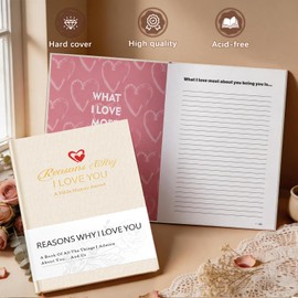 Artmag Reasons Why I Love You Journal, A Fill-in Memory Fabric B5 Meaningful Gifts for Couples, Her and Him Anniversary Christmas Stocking Stuffer (Beige)