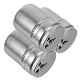 FELTECHELECTR 3pcs Portable Salt Pepper Set Mini Travel Spice with Rotating Tops Stainless Steel Condiment Bottle for Cooking BBQ Kitchen