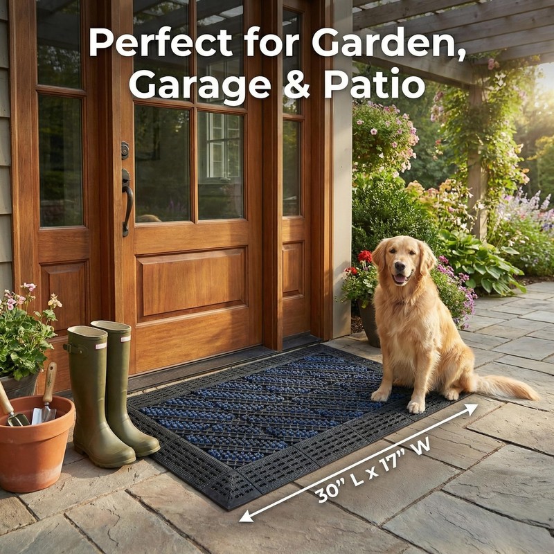 WODEJIA Heavy Duty Outdoor Boot Scraper Mat, 29.5" x 17.5"