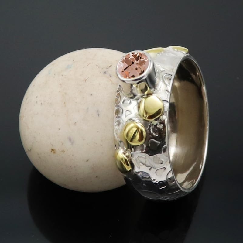 Morganit im Labor gezüchtet Edelstein 925 Sterling Silber Band Ring