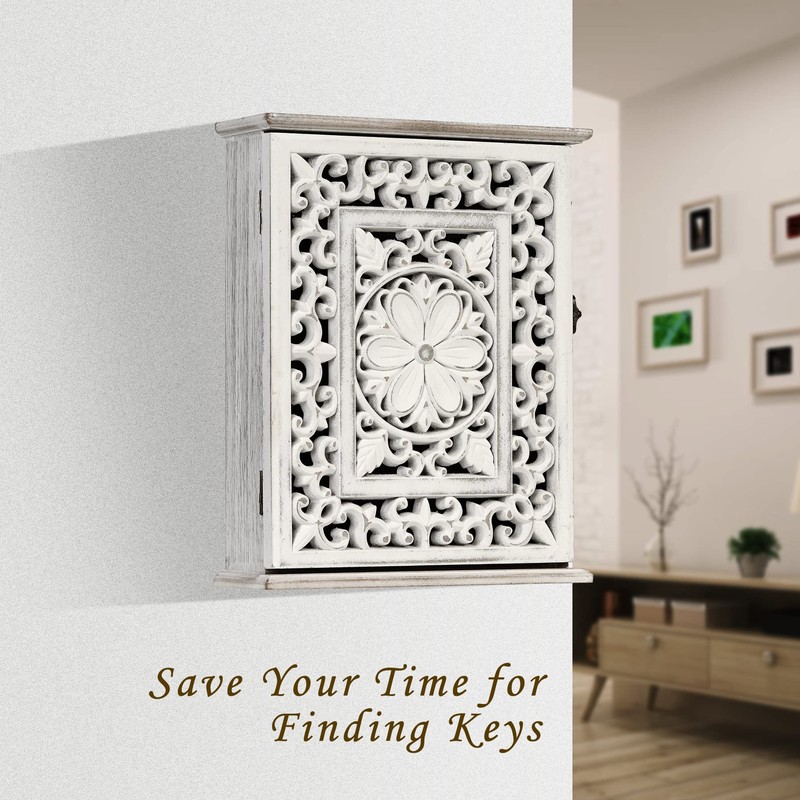 AHUONEL Wooden Key Holder for Wall, Key Box Key Cabinet,
