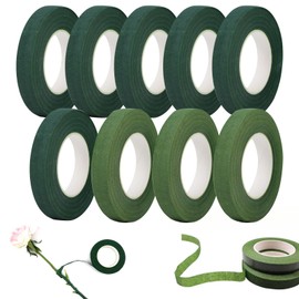 まちの波 フローラテープ 9巻 造花フローラルテープ緑 園芸テープ 手芸 花材 ブーケラップ用 花屋 花の茎のラッピング用 造花テープ 12mmサイズ27m/巻