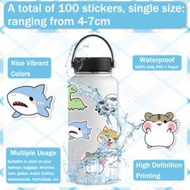 HTTDSLF 100 pcs Colorful Animal Stickers, Cute Animals Sticker, Cute Aesthetic Sticker Pack for Kids Adults Scrapbooking Journal DIY Craft Bottle Phone Skateboard Luggage Decor