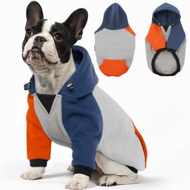BRKURLEG Dog Hoodie Winter Dog Sweatshirts with Pockets Warm Dog Clothes for Small Medium Dogs Girl Boy, French Bulldog Clothes Dog Sweater Shirt Hoodies with Pocket(BlueOrange, L)