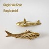 JSBWSFA 2PCS Goldfish Cabinet Knobs, Animal Knobs Gold Cabinets and