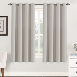 H.VERSAILTEX Premium Blackout Thermal Insulated Room Darkening Curtains for Bedroom/Living Room - Classic Grommet Top (2 Panels, Stone, 52 Inch by 63 Inch)