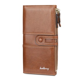 FANDARE Stylish Waterproof Long Wallet Men Women Wallet Waterproof Wallet Money Clip Credit Card Holder Wallet with 12 Card Slots Wallet, brown, Retro