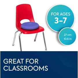 BouncyBand Wiggle Seat, Purple, 1-Pack – Small 10.75” D x 2.5” H Wobble Cushion for Kids Aged 3-7 – Sensory Tool Promotes Active Learning & Improves Productivity – Includes Pump for Easy-Inflation