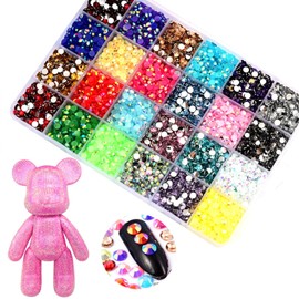 meiguihai 12000PCS Nail Art Rhinestones, + 4 PCS Rhinestone Picker Dotting Pen + 1 Pick up Tweezerflatback Gems for Crafts Clothes Make up Nails Round Rinestone Gems Set for Craft Face Nail Art