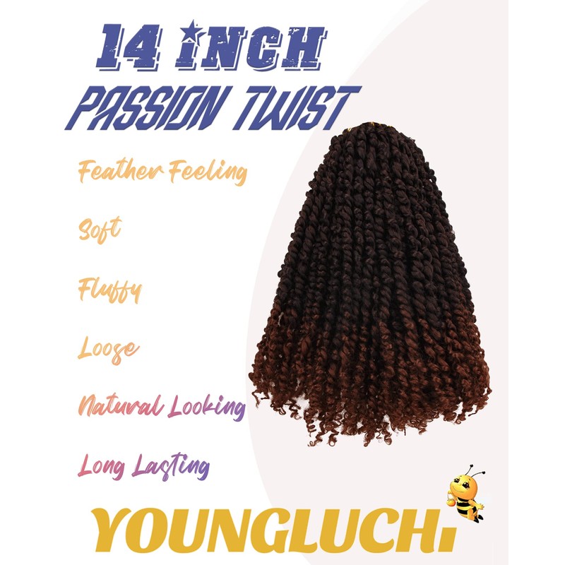 Pre-twisted Passion Twist Crochet Hair for Black Women 14 Inch