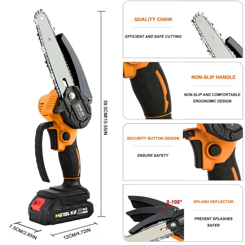 MITOOL KIT Cordless Chainsaw with 2.0ah Li-ion Battery 6-Inch Hand-held