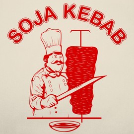 Shirtracer - Apron - Carnival & Fancy Dress - Adult - Soy Kebab Logo Vegan Vegetarian, 1 natural white