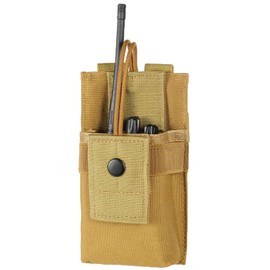 FRTKK Tactical Radio Holder Radio Holster Molle Radio Pouch Universal Radio Case Military Heavy Duty Radio Bag for Police Firefighter Two Ways Walkie Talkies Vest (Tan-large)