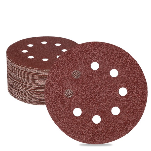 5 Inch 8 Holes Sanding Disc 40 Grit, 50 PCS