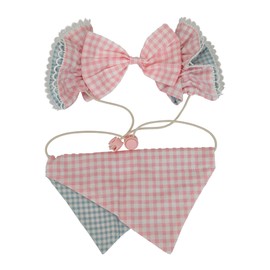 Soft Cotton Dog Headband for Cocker Spaniel, Cavalier, Springer - Adjustable Bow Pet Hair Accessory (Dog Bow Pink)