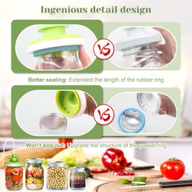 Mason Jar Vacuum Sealer Kit, Canning Sealer and Accessory Hose Compatible with FoodSaver Mason Jar Attachment with Manual Vacuum Pump and Lid Opener for Wide&Regular Mouth Mason Jars