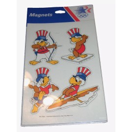 OLYMPIC Magnets Sam Eagle L. A. ARCHERY ROWING SHOT PUT GYMNASTICS NOS Vtg 80's