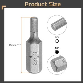 HARFINGTON 10pcs Hex Bits 1/4" Hex Shank H3 Head Magnetic 1" Length S2 Steel Hexagon Wrench Drill Bit for Repair Work Electric Screw Driver