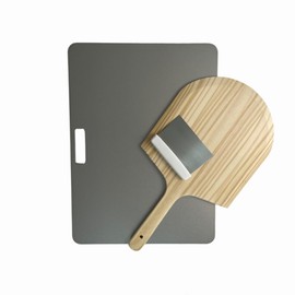 ThermiChef Sourdough Cooking Steel Package - 16" by 22" Cooking Steel (1/4" Thickness) with Pizza Peel and Dough Cutter - Made in the USA