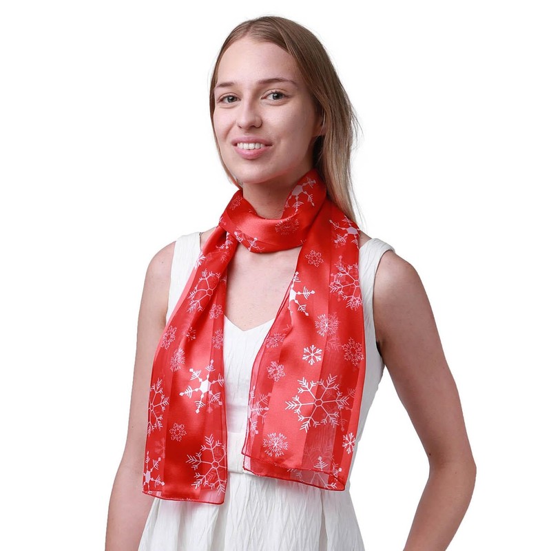Basic Sense Christmas Scarf Silky Satin Neck Scarves, Snowflake -