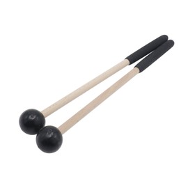Soundspire 8" Black Percussion Mallets, Rubber Head & Ergonomic Wood Handle for Xylophone/Glockenspiel/Tongue Drum (2-Pack)