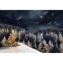 YongFoto 5x3ft Photography Backdrop For Winter Bright Christmas Tree Pine Forest Snow Glitters Night Photo Winter Background For Photography Christmas New Year Party Photo Props