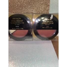 Revlon 2X REVLON COLORSTAY  CHEEKCOLOR OIL FREE COLOR BLUSH/W SPONGE - WINE