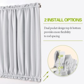 PONY DANCE Front Door Curtains for Glass Window - Greyish White Blackout Drape Energy Saving Thermal Insulated Drapery/Front Door Panel Including Adjustable Tie Back, 25 by 66 inch, 1 PC