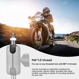 FANAUE M6-02 1" Ball Adapter Compatible with RAM Mount B Size Double Socket Arm with M6 x 1.0 Threaded, Can be Extended to Connect to Motorcycle Phone Holder Any Accessory That Supports 1" Ball Mount