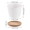 T4U Succulent Planters, Pots with Bamboo Saucers, Rectangular Ceramic Cactus