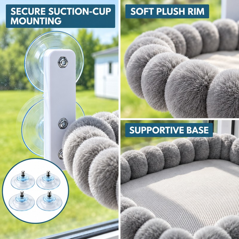 Cat Window Hammock for Indoor Lounging – Foldable Suction Cup