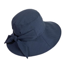 Comhats Women Wide Brim Sun Hat UPF 50 UV Sun Protection Foldable Summer Beach Hat Cotton/Linen, 69045#Navy Blue, M