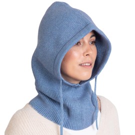 Brook + Bay Knitted Hooded Scarf w/drawstrings - Knit Balaclava Hood Scarf for Women Winter - Stylish Hooded Hat, Neck Warmer