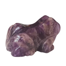 Manekieko Natural Amethyst Frog Crystals and Healing Stone Figurines,38mm Hand Carved Pocket Animal Room Decor Gemstone