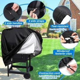 Extended BBQ Cover, Outdoor Waterproof Weber Q Cover for Q100 Q1000 Q1200 Q200 Q2000 Q2200 Series Grill Cover for Weber Q1200 Series on Cart, Longer Barbecue Cover for BBQ Cover