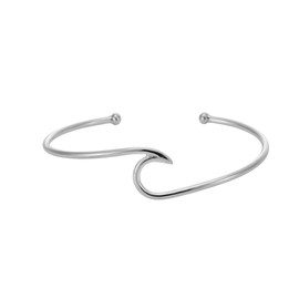 Silverly Ocean Wave Thin Solid Silver Bangle - Beach Inspired Sterling Silver Bracelet for Women - Wavy Silver Torque Bangle - Adjustable Cuff Bracelets for Teenage Girls