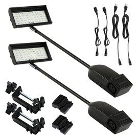 SUNLITOPTO Trade Show Lights LED Display and Exhibit Arm Lighting, Connectable Tradeshow Lights Included Clamps, Mounting Brackets, Power Cables, Connect Cables (2pcs Black) (Black)