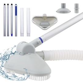 Portable Swimming Pool Vacuum Cleaner Kit with Hose, Vacuum Head & Adjustable 61.5 inch Pole, Handheld Pool Cleaner for Above Ground, Inground & Inflatable Pools