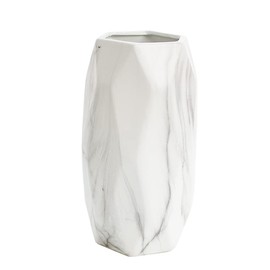 Geometrische Vase Weiß 20 cm Hoch, Blumenvasen Modern aus Keramik für Tischdeko Innenbereich, Deko Vasen für Pampasgras