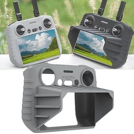 Honlyn Controller Protective Cover Silicone Compatible with AIR 3 DJI RC 2 Case with Sun Hood Sunshade Accessories (Grey-with Hood)