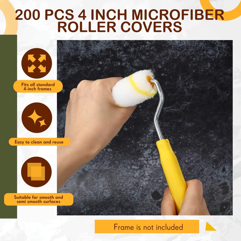 Leumoi 200 Pcs 4 Inch Mini Paint Roller Bulk Small